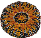 35 X 35 Inch Large Mandala Floor Pillow Cushion Seating Throw Cover Hippie Decorative Bohemian Ottoman Poufs, Multi Pom Pom Pillow Cases,Boho (Yellow Burning Sun, 35X35X6 Round)