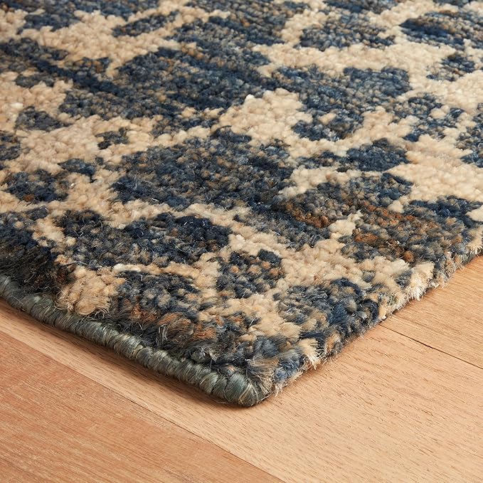 Dash & Albert Stormi Indigo Hand Knotted Jute Rug, Runner-2.5 X 8 Feet, Blue Graphic Pattern - Premium Luxury Hotel Quality Soft Breathable Hypoallergenic Machine Washable Easy Care All Season