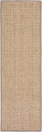 SAFAVIEH Natural Fiber Collection Runner Rug - 2'6" x 6', Natural & Grey, Seagrass, Basketweave Pattern with Border (NF114P)