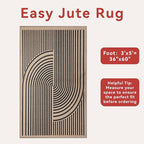 Tangsoo Easy Jute 3x5 Outdoor Rug for Living Room,Non-Slip Thin Black Rainbow Indoor Area Rug,Washable Boho Farmhouse Carpet for Front Porch Bedroom Patio Entryway Balcony