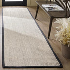 SAFAVIEH Natural Fiber Collection Runner Rug - 2'6" x 10', Marble & Dark Grey, Sisal, Woven Design with Border (NF143D)