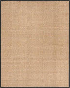 SAFAVIEH Area Rug 11x15 - Natural Fiber Collection - Large - Natural & Black, Seagrass, Basketweave Pattern with Border (NF114C)