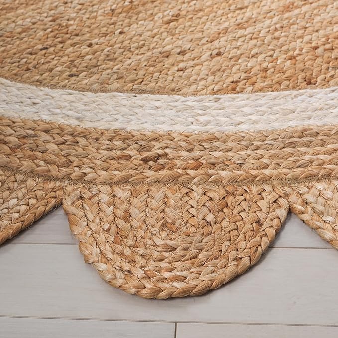 SAFAVIEH Natural Fiber Collection Area Rug - 3' Round, Natural/Ivory, Geometric Design, Ideal for High Traffic Areas in Living Room, Bedroom, Dining (NF896A)