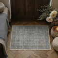 Grey Brown Entryway Rug 2x3 Vintage Area Carpet Indoor Kitchen Washable Door Mat Living Room Entrance Small Low Pile Traditional Distressed Retro Accent Throw Rug Non Slip Office Bathroom