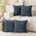 Set of 4 Grey Blue Decorative Throw Pillow Covers 22x22 Inch Corduroy Pillow Covers for Bed Couch Sofa Living Room Soft Square Cushion Cases