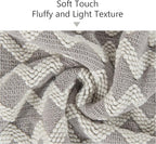 NTBAY Acrylic Knitted Throw Blanket, Lightweight and Soft Cozy Decorative Woven Blanket with Tassels for Travel, Couch, Bed, Sofa, 51x67 Inches, Light Grey Wave