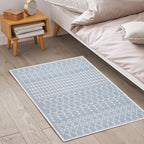 Cotton Morroccan Area Runner Rug 27x45 Inches - Spa Blue, Non Slip Washable Boho Woven Runners Ideal for Hallways, Kitchen, Bedroom, Laundry Room | Farmhouse Blue Decorative Floor Mats for Balcony