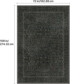 GENIMO 6x9 Area Rug for Living Room, Washable Vintage Floral Low-Pile Non-Slip Large Carpet for Bedroom Dining Room, Stain Resistant Botanical Indoor Rug (Charcoal Green)