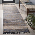 SAFAVIEH Cape Cod Collection Runner Rug - 2'3" x 8', Light Blue, Handmade Jute & Denim, Ideal for Living Room, Hallway, Foyer, Bedroom (CAP153L-28)
