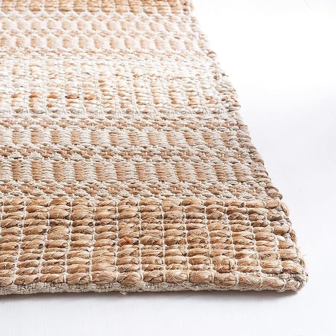 SAFAVIEH Natural Fiber Collection Accent Rug - 3' x 5', Ivory & Natural, Handmade Flat Weave Stripe Jute & Cotton, Ideal for High Traffic Areas in Entryway, Living Room, Bedroom (NFB652A)