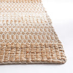 SAFAVIEH Natural Fiber Collection Area Rug - 6'6" Square, Ivory & Natural, Handmade Flat Weave Stripe Jute & Cotton, Ideal for High Traffic Areas in Living Room, Bedroom (NFB652A)