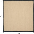 SAFAVIEH Area Rug 4' Square - Natural Fiber Collection - Maize & Black, Sisal, Woven Design with Border (NF141A)