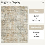 Abstract Rug 8x10 Large Living Room Rugs Neutral Modern Washable Area Rugs for Bedroom Dining Room Non-Slip Stain Resistant Foldable Thin Rug Brown Grey