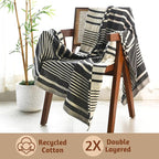 Folkulture Throw Blanket for Couch 50" x 60" |100% Recycled Cotton Couch Chritmas Throw Blanket for Chair, Boho Throws Blankets for Bed,Sofa, Lightweight| Guest Room Must Haves Blanket | Steel Gray