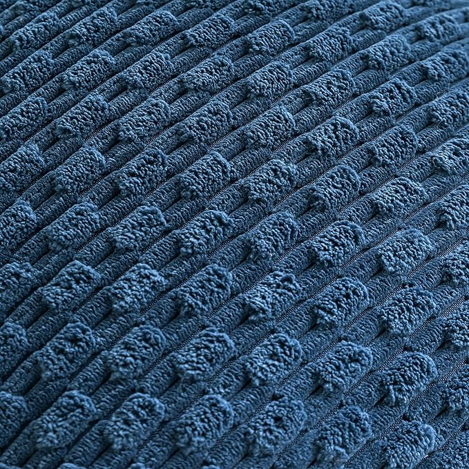 Set of 4 Blue Decorative Throw Pillow Covers 12x20 Inch Corduroy Pillow Covers for Bed Couch Sofa Living Room Soft Cushion Cases