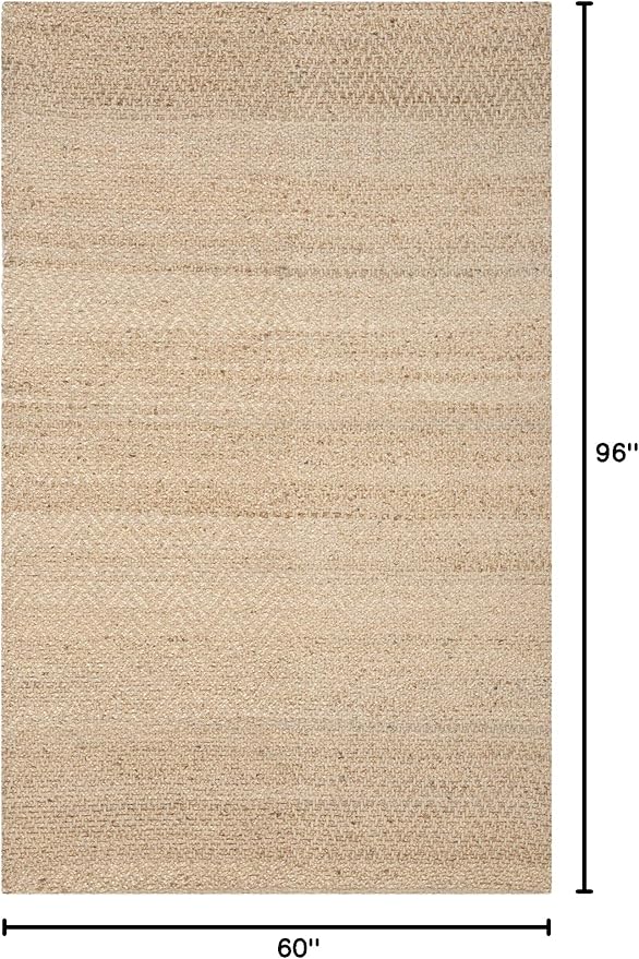 SAFAVIEH Natural Fiber Collection Area Rug - 5' x 8', Natural, Handmade Farmhouse Fringe Jute, Ideal for High Traffic Areas in Living Room, Bedroom (NF731A)