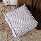 SUTAVIA Pouf Ottoman Cover Unstuffed Pouf Seat Decorative Soft Storage Bean Bag 20x20x8 Inches Square Floor Footrest for Living Room Bedroom (Light Gray, Square)