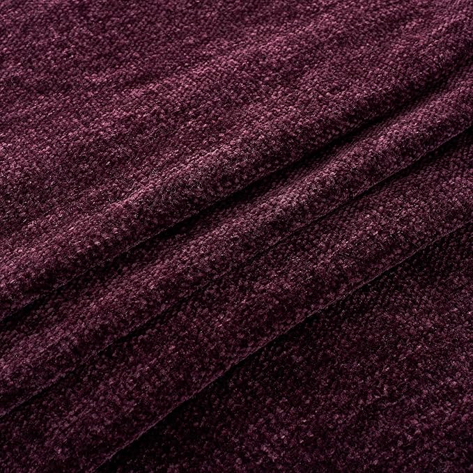 Chenille Throw Blanket for Couch with Tassels,50"X60" Soft Cozy Lightweight Knitted Boho Decorative Blankets for Bed and Sofa,Aubergine