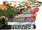 Marubhumi Vintage Kantha Quilt – Handmade Reversible Cotton Throw Blanket with Assorted Patchwork | Boho-Style Decorative Bedding for Sofa, Couch, Bed & Picnic | 1 Pc
