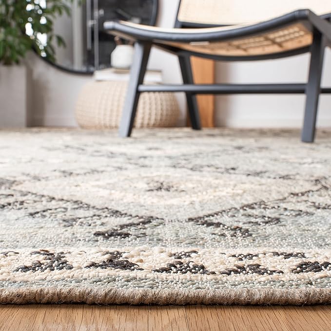 SAFAVIEH Kilim Collection Accent Rug - 3' x 5', Blue & Black, Flat Weave Jute Design, Ideal for High Traffic Areas in Entryway, Living Room, Bedroom (KLM762M)