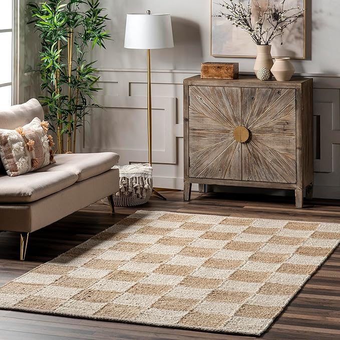 Nuloom Christana Ivory, 9'6" x 13'6", Handmade, Jute & Cotton, Soft and Textured, High Traffic, Stain Resistant, Easy Clean, Durable Area Rug for Bedroom, Living Room, Dining Space, Den, Foyer