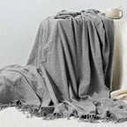 Chenille Throw Blanket for Couch with Tassels,60"X88" Soft Lightweight Knitted Boho Decorative Blankets for Bed and Sofa,Light Grey