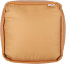 GDFStudio Contemporary Faux Leather Channel Stitch Pouf Ottoman Foot Stool - Bean Bag Floor Chair - Foot Rest Couch for Living Room Bedroom,Caramel Cube,16"" x 16"" x 16"", Conrai,caramel, 314802N
