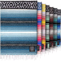 Hydration Nation Authentic Extra Large Mexican Blanket (70"x50") - Handwoven Yoga, Serape- Artisanal Falsa, Beach, Camping, Picnic, Outdoor - Sky Blue