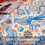 Boho Throw Blanket 50"x60" 100% Cotton Couch Floral Blanket with Flower Bird Pattern, Reversible Soft Breathable Lightweight Spring Decorative Tassel Blankets for Chair Sofa Bed Decor All Season
