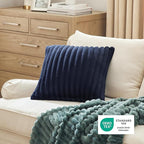 Bedsure Double-Side Striped Throw Pillow Covers 18x18 Set of 2, Spring Fluffy Blue Soft Decorative Pillow Covers, Home Decor for Couch Sofa Living Room Bedroom