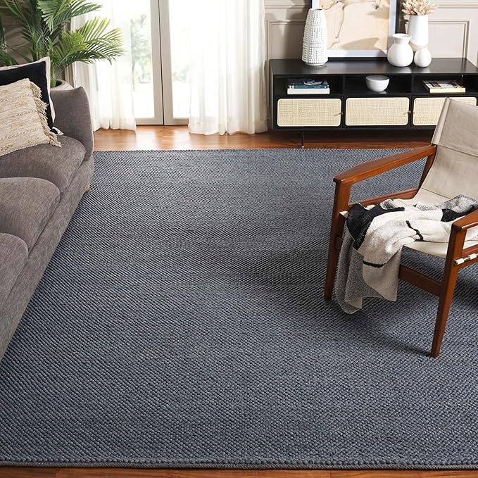 SAFAVIEH Area Rug 8x10 - Natura Collection - Large - Dark Grey, Handmade Wool Blend, Textured Design, Ideal for Living Room, Bedroom, Dining Space (NAT425H)