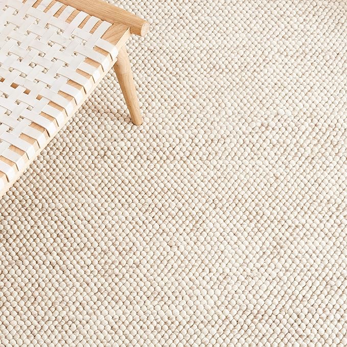 SAFAVIEH Natura Collection Runner Rug - 2'3" x 19', Beige & Ivory, Handmade Wool Blend, Textured Design, Ideal for Hallway, Bedroom, Foyer (NAT425B)