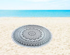 Round Beach Tapestry Turquoise Mandala Throw/Boho Hippie Beach Blanket Roundie/Indian Cotton Bohemian Large Round Table Cloth-Home Decor/Yoga Mat Meditation Picnic Rug (70", Grey)