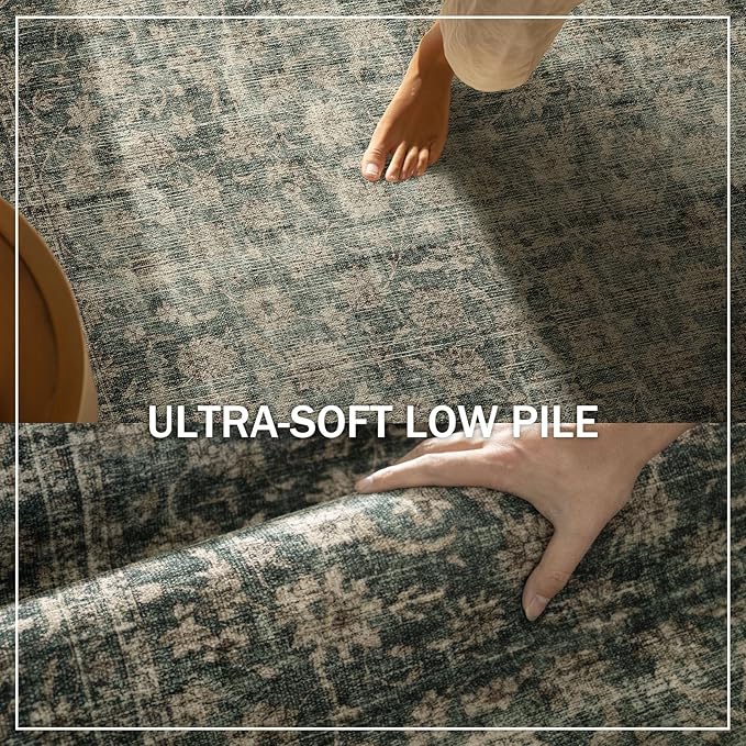 Machine Washable Rug Runners for Hallways: 2'6"x8' Kitchen Rugs Stain Resistant Non Slip Low Pile Soft Boho Carpet Runners for Hallways Bedroom Entryway Indoor Beside Bathroom Laundry Room