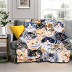 Cute Cat Blanket Soft Flannel Lightweight Kitten Cats Animals Pet Print Throw Blanket Cozy Warm Blankets All Seasons Living Room Decor for Kids Adults Cat Lovers Use On Sofa Bed Office 50x60 inch