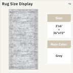 Runner Rug 3x6 Washable Non-Slip Kitchen Runner Rugs for Bathroom Laundry Room Grey Vintage Floor Carpet Runners for Hallway Entryway