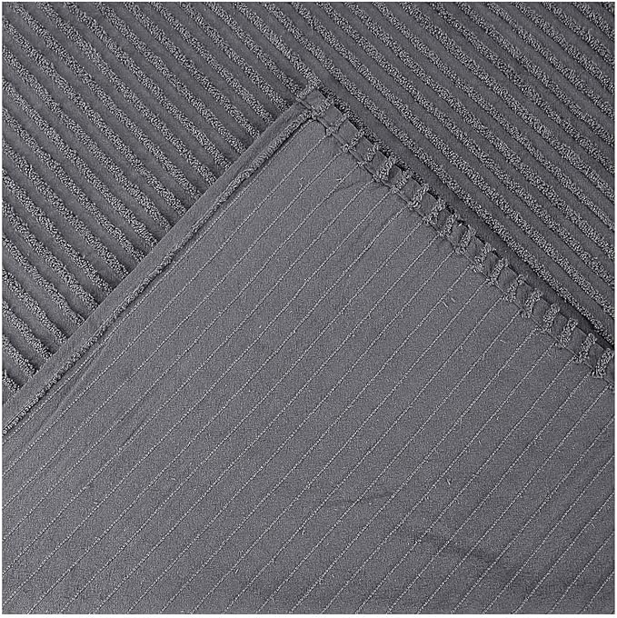 Better Trends Chenille Bedspreads Full/Double Size, Gray 100% Cotton Chenille Stripe Design Tufted Bedding Coverlet Soft Lightweight, 81"x110" 1 Pieces Jullian Collection