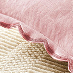 Scalloped Pillow Cover Pack of 2 Spring Chenille Decorative Throw Pillow Covers Cute Boho Couch Pillow Covers Aesthetic Funky Preppy Pillow Cases for Sofa Living Room (Blush Pink, 18x18 Inch)
