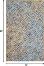 SAFAVIEH Cape Cod Collection Area Rug - 5' x 8', Natural & Blue, Handmade Flat Weave Diamond Braided Jute & Denim, Ideal for High Traffic Areas in Living Room, Bedroom (CAP354A)