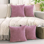 Set of 4 Pink Decorative Throw Pillow Covers 18x18 Inch Corduroy Pillow Covers for Bed Couch Sofa Living Room Soft Square Cushion Cases