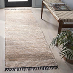 SAFAVIEH Cape Cod Collection Runner Rug - 2'3" x 8', Ivory & Beige, Handmade Jute & Denim, Ideal for Living Room, Hallway, Foyer, Bedroom (CAP153A-28)