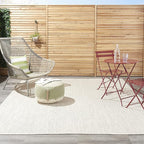 Nourison Home Courtyard Ivory Silver 9' x 12' Area Rug - Easy Clean, Non Shedding, Bed Room, Living Room, Dining Room, Kitchen (9' x 12')
