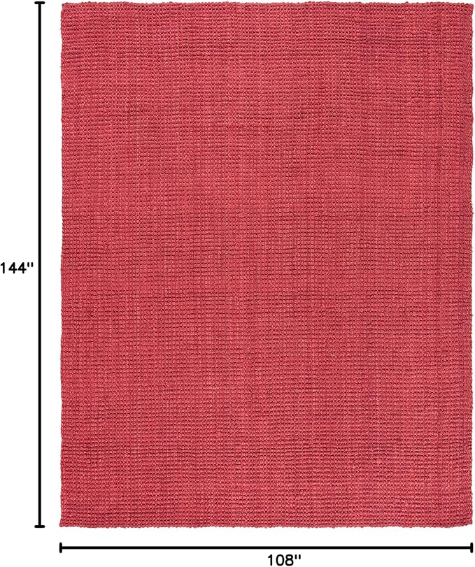 SAFAVIEH Natural Fiber Collection Area Rug - 9' x 12', Red, Handmade Farmhouse Jute, Ideal for High Traffic Areas in Living Room, Bedroom (NF730D)