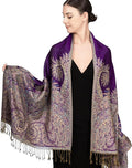 Achillea Reversible Paisley Pashmina Rave Scarf – Exotic Indian Shawls and Wraps for Evening Dresses, Festivals, All Seasons
