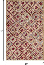SAFAVIEH Cape Cod Collection Accent Rug - 4' x 6', Natural & Red, Handmade Flat Weave Diamond Braided Jute & Denim, Ideal for High Traffic Areas in Entryway, Living Room, Bedroom (CAP354B)