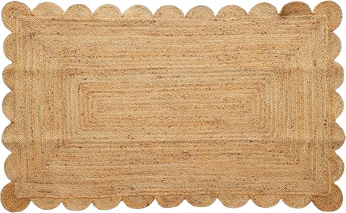 Hand Woven Jute Area Rug - 5' x 8' Feet - Rustic Beige Reversible Rectangular Rugs for Bedroom, Kitchen, Living Room - Vintage Natural Braided Entry Floor Décor Boho 5 x 8 Area Rug
