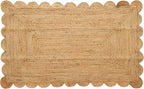 Hand Woven Jute Area Rug - 5' x 8' Feet - Rustic Beige Reversible Rectangular Rugs for Bedroom, Kitchen, Living Room - Vintage Natural Braided Entry Floor Décor Boho 5 x 8 Area Rug