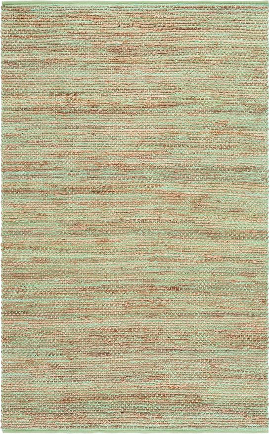 SAFAVIEH Area Rug 4x6 - Cape Cod Collection - Green & Natural, Handmade Jute & Cotton, Ideal for Living Room, Bedroom, Dining Space (CAP236Y)