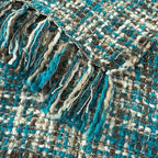 Multi-Color Teal Cable Woven Throw Blanket for Couch,60"X80" Boho Style Textured Blankets for Home Decor,Super Soft Warm Cozy Chunky Blanket with Decorative Tassels for Bed and Sofa