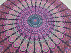 Round Beach Tapestry Turquoise Mandala Throw/Boho Hippie Beach Blanket Roundie/Indian Cotton Bohemian Large Round Table Cloth-Home Decor/Yoga Mat Meditation Picnic Rug (42", White And Pink)